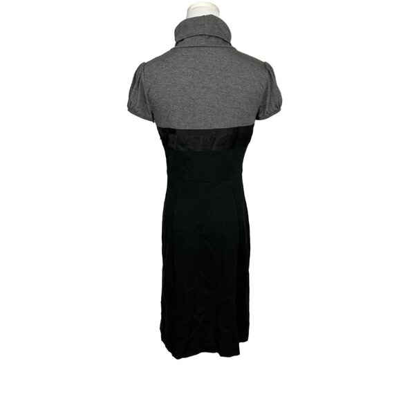 Theory Dress Womens 6 Wool Blend Grey Black Turtleneck Short Sleeve Shift Flaw* - Picture 5 of 15